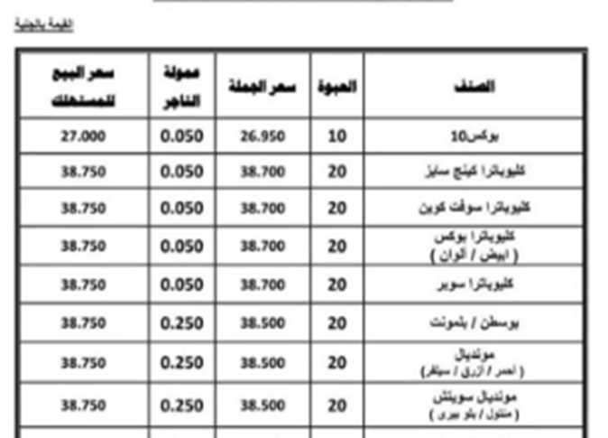 أسعار السجائر