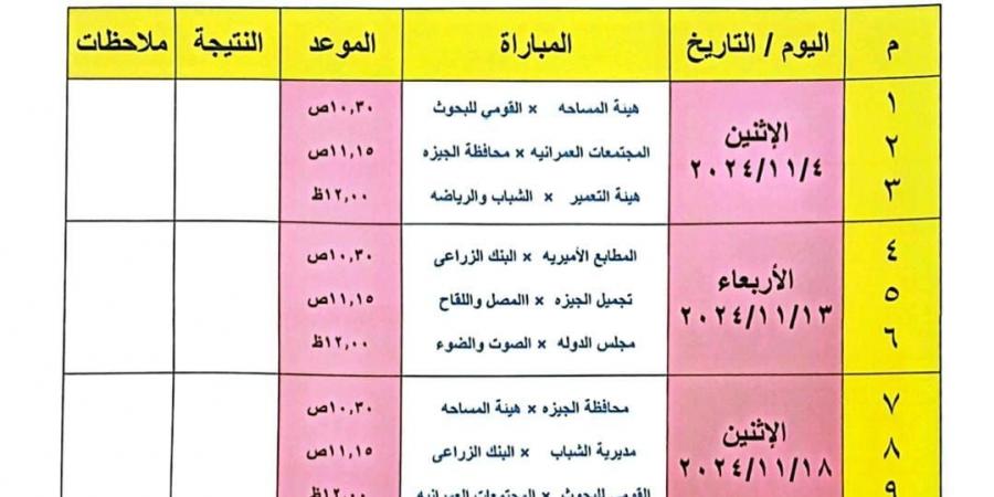 الجيزة تنظم بطولة دوري المصالح الحكومية - جريدة مانشيت