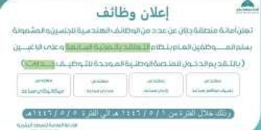 تعلن أمانة جازان عن عدد من الوظائف الهندسية للجنسين والمشمولة بسلم الموظفين العام - جريدة مانشيت